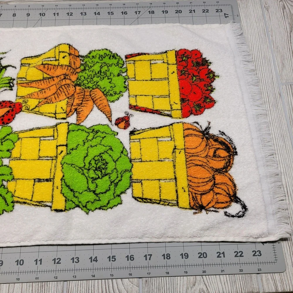 Lot 2 Screen Prints Sayco Kitchen Towel Vegetable Basket Fruit Jelly Jam MCM VTG